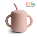 Mushie Silicone Training Cup + Straw - Blush
