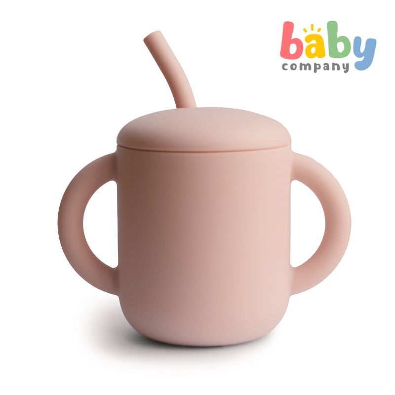 Mushie Silicone Training Cup + Straw - Blush