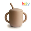Mushie Silicone Training Cup + Straw - Natural