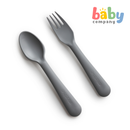 Mushie Spoon and Fork Set - Smoke