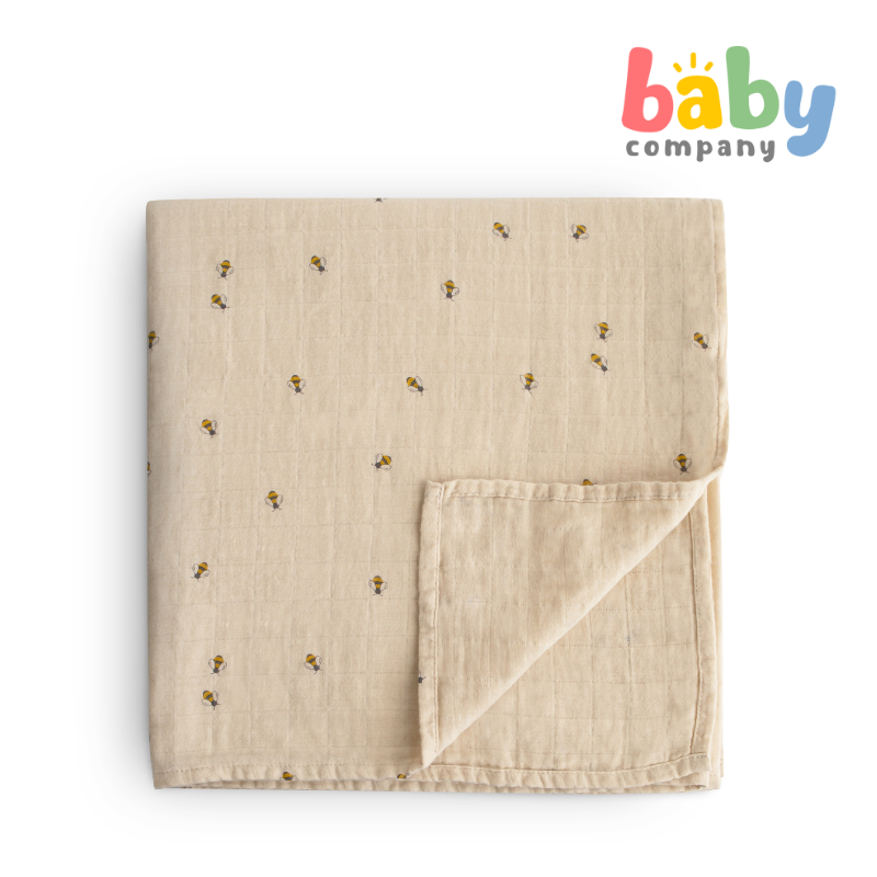 Mushie Muslin Swaddle Printed - Bees