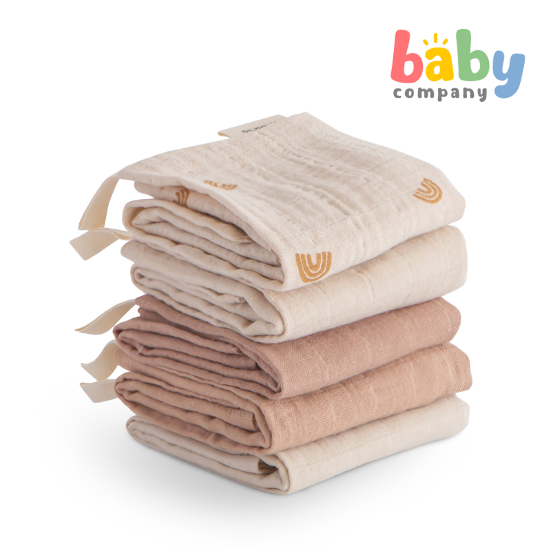 Mushie 5-Pack Muslin Washcloth - Rainbow Combo