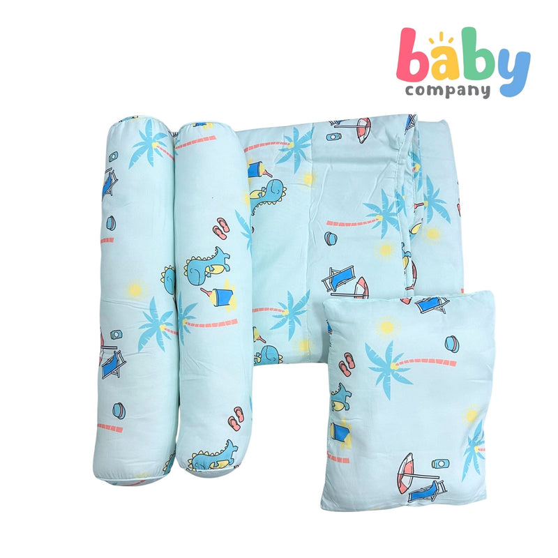 Bloom 4-Piece 28x52 Crib Set - Blue Summer Dino