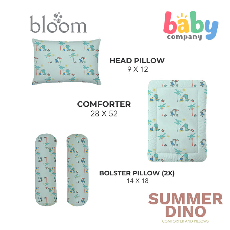 Bloom 4-Piece 28x52 Crib Set - Blue Summer Dino