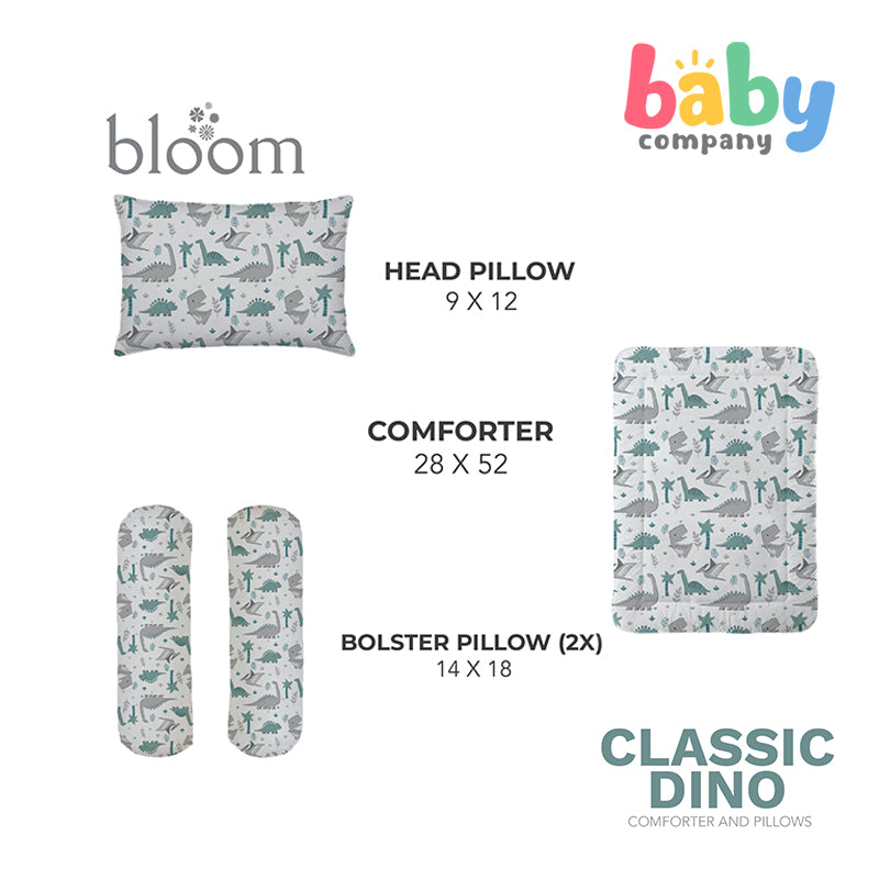 Bloom 4-Piece 28x52 Crib Set - Blue Classic Dino