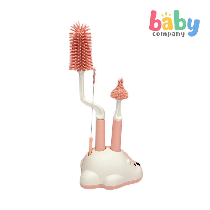 Mom & Baby 3pc Silicone Brush Set - Bear Coral