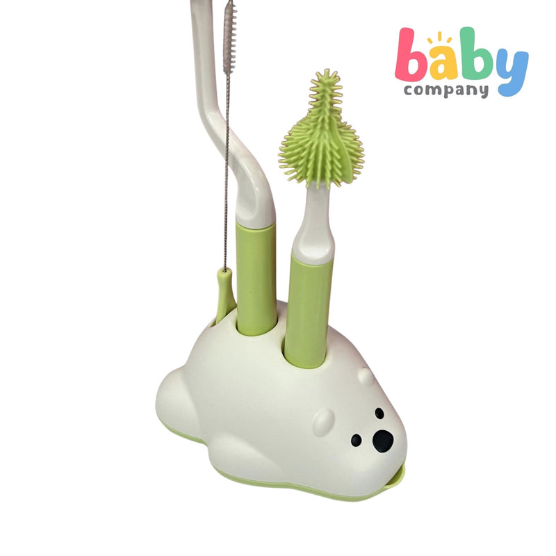 Mom & Baby 3pc Silicone Brush Set - Bear Green