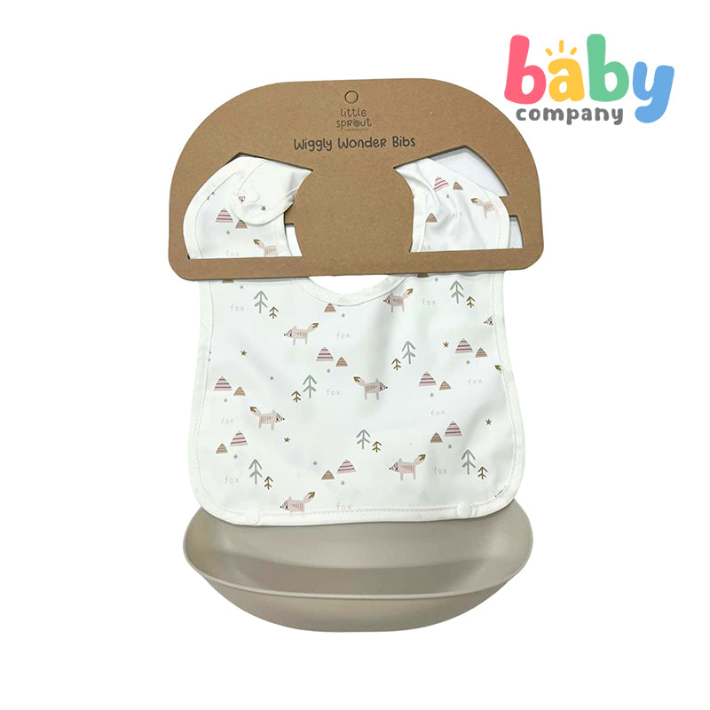 Little Sprout Wiggly Wonder Bib with Silicone Food Catcher - Fox