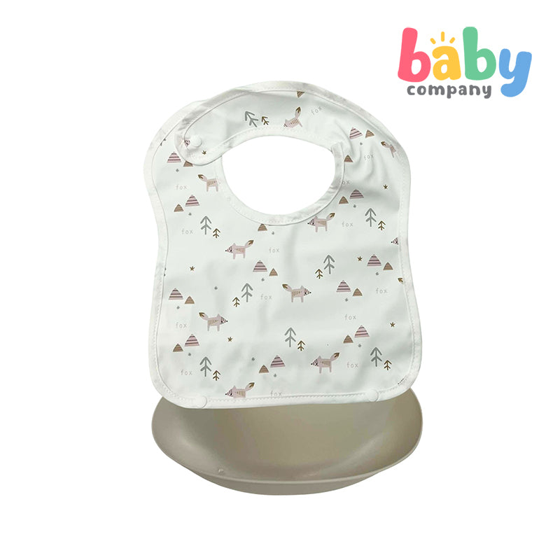 Little Sprout Wiggly Wonder Bib with Silicone Food Catcher - Fox