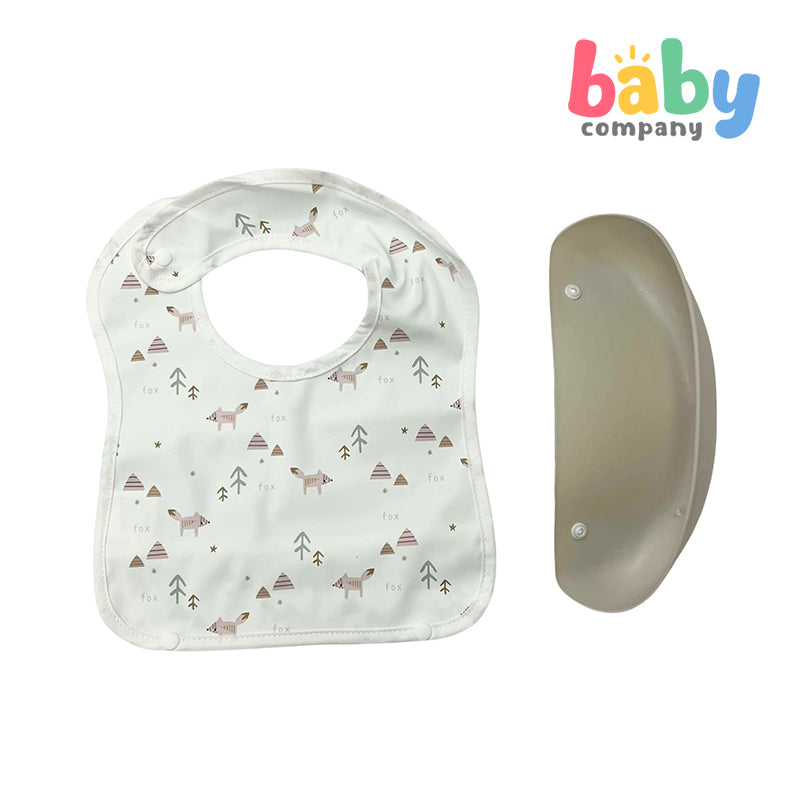 Little Sprout Wiggly Wonder Bib with Silicone Food Catcher - Fox