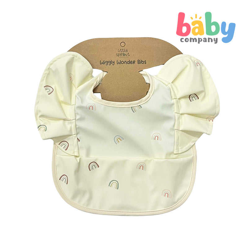 Little Sprout Wiggly Wonder Bib with Food Catcher - Rainbow in Beige