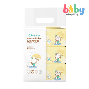 Purcotton Cotton Baby Wet Wipes 80 Sheets / 3 Packs