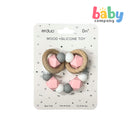 Erduo Wooden Silicone Teether Toy - Baby Pink