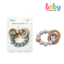 Erduo Wooden Silicone Teether Toy - Light gray