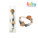 Erduo Wooden Silicone Pacifier Clip - Light Gray, Bear