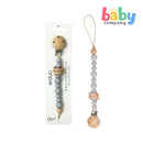 Erduo Wooden Silicone Pacifier Clip - Light Gray, Ring