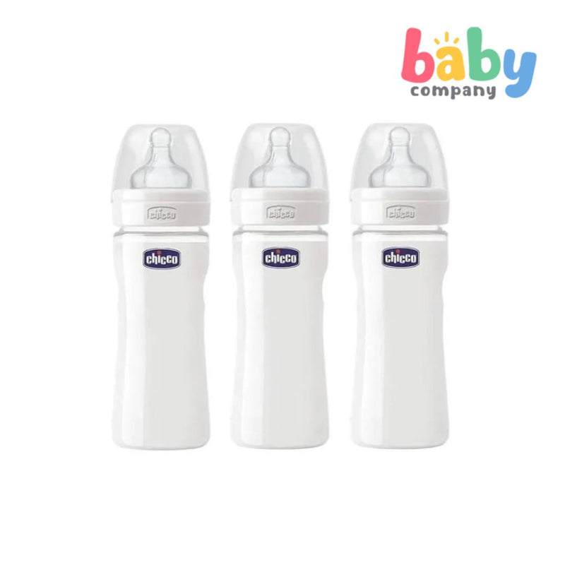 Chicco Well Being 3-Pack Wide Neck Feeding Bottle 250ml/9oz