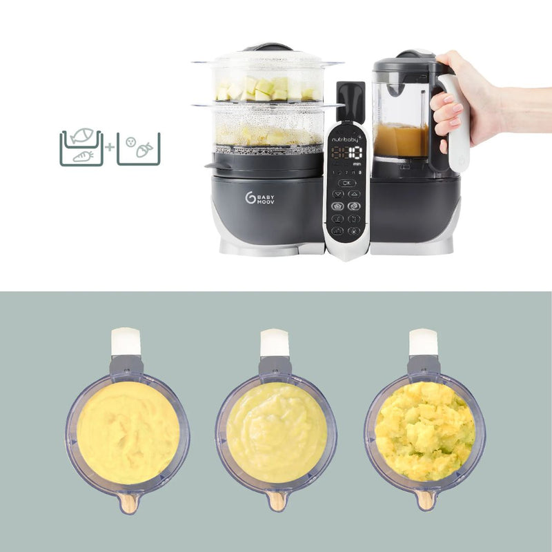 Babymoov Nutribaby+ 6-in-1 Multi-Purpose Baby and Adult Food Processor - Industrial Grey