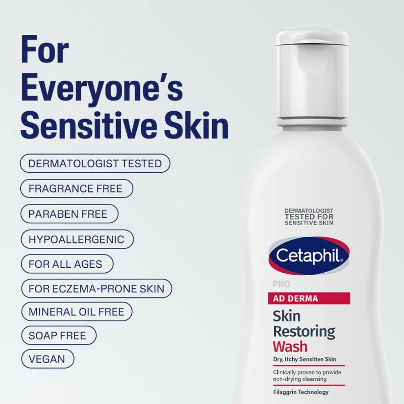 Ad Derma Cetaphil Pro Ad Derma Skin Restoring Wash & Moisturizer 145ml [For Ecz ...