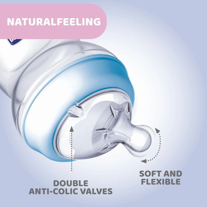 Chicco NaturalFeeling Feeding Bottle 2M+ 250ml - Light Blue