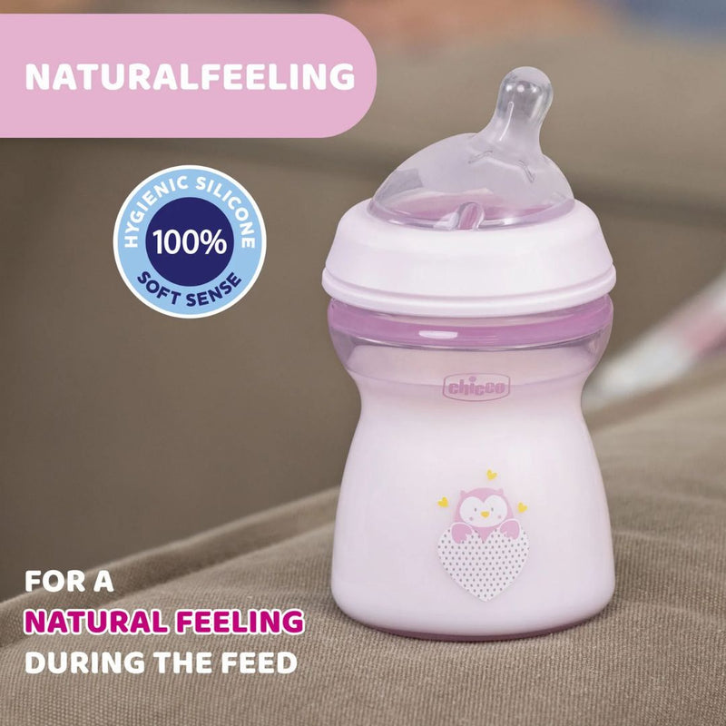 Chicco NaturalFeeling Feeding Bottle 2M+ 250ml - Pink