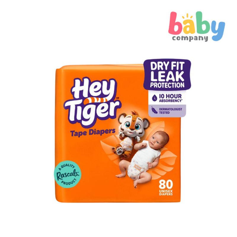 Hey Tiger Comfy Tape Diapers, Jumbo Pack - Newborn