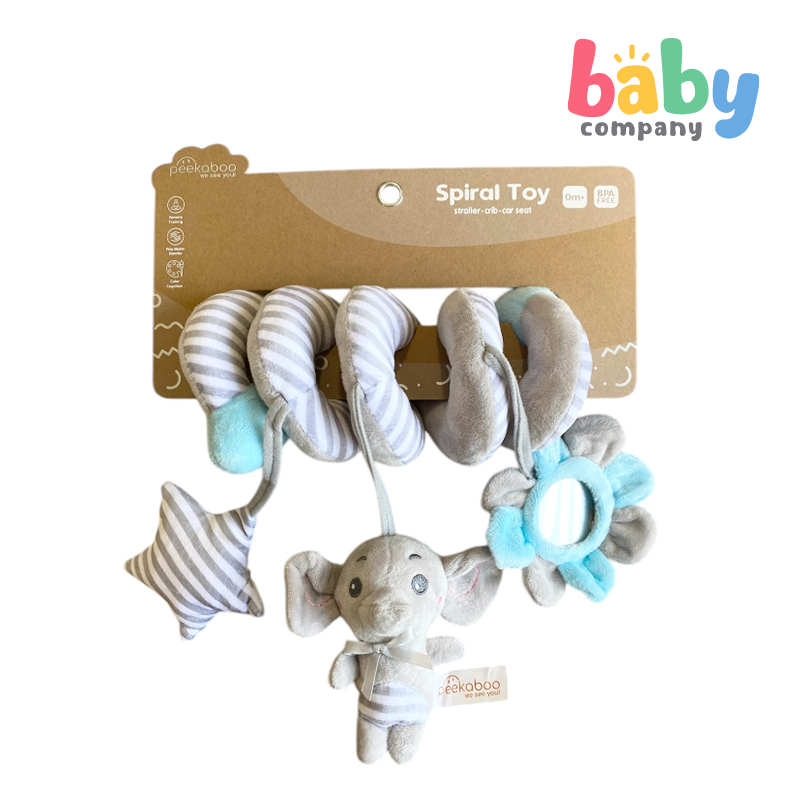 Peekaboo Spiral Toy Elephant, Gray