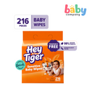 Hey Tiger Sensitive Baby Wipes 216 Sheets (72's x 3 Packs)