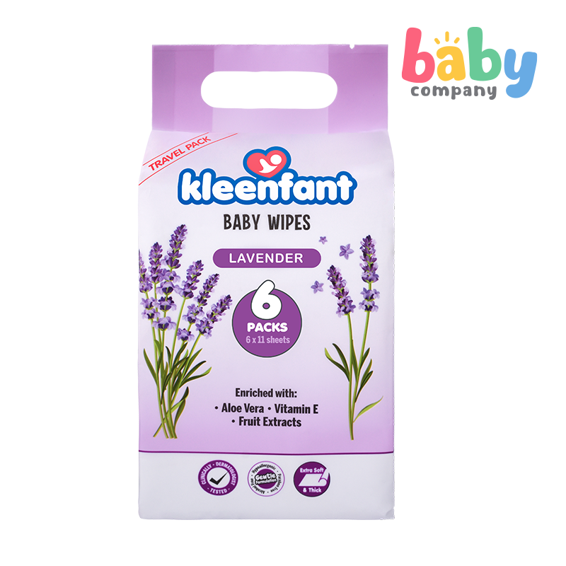 Kleenfant Lavender Baby Wipes 11S Pack of 6