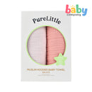 Pure Little 2pcs Muslin Hooded Baby Towel - Girl