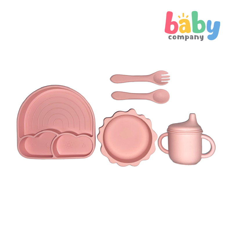 Little Sprout Sunny Skies Feeding Set - Pink