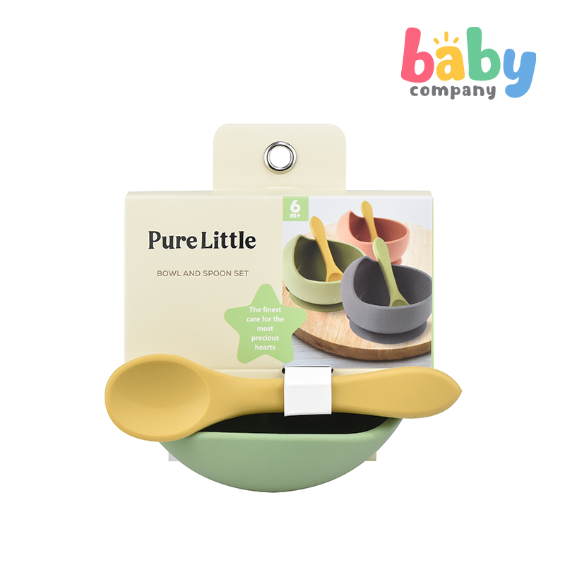 Pure Little Feeding Bowl & Spoon Set - Green