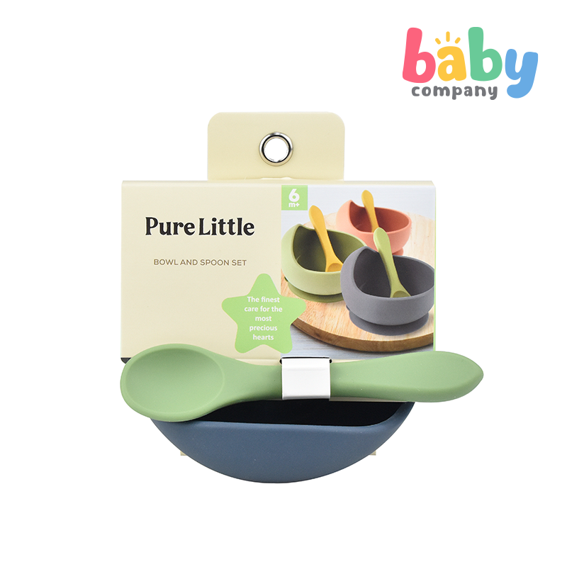 Pure Little Feeding Bowl & Spoon Set - Blue