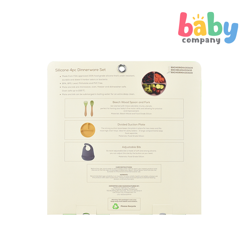 Pure Little Silicone 4-Pack Dinnerware Starter Set - Green