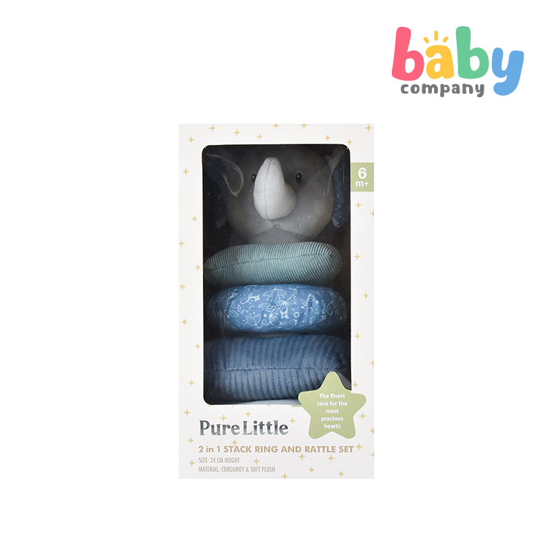 Pure Little Plush Stack Ring Rattle Set - Elephant