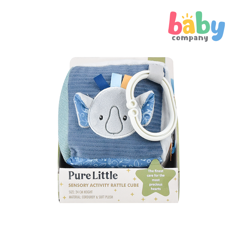 Pure Little Plush Sensory Cube Toy - Elephant