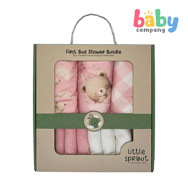 Little Sprout 9-Piece Bamboo Baby Bath Set - Pink