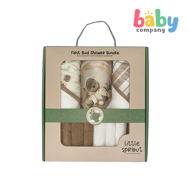 Little Sprout 9-Piece Bamboo Baby Bath Set - Beige