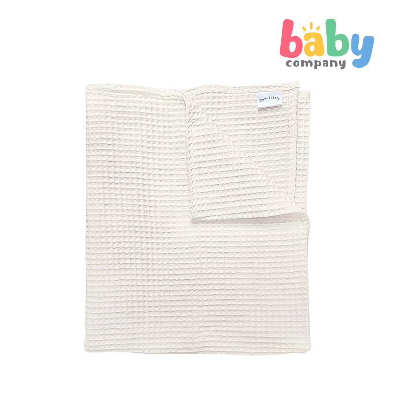 Pure Little Cotton Waffle Baby Blanket - Cream