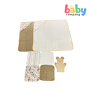 Peekaboo 2pc Hooded + Wash Mitten + 4pc Wash Cloth Set - Bear