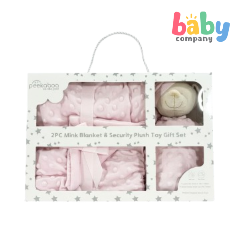 Peekaboo Mink Blanket + Security Toy Gift Set - Pink