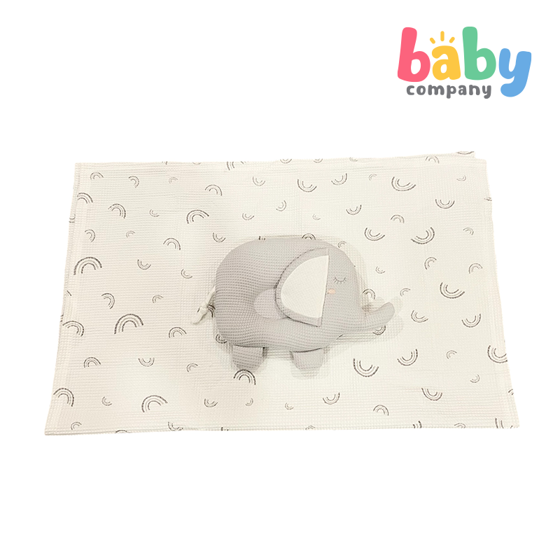 Peekaboo Waffle Fabric Pillow + Waffle Blanket - Gray