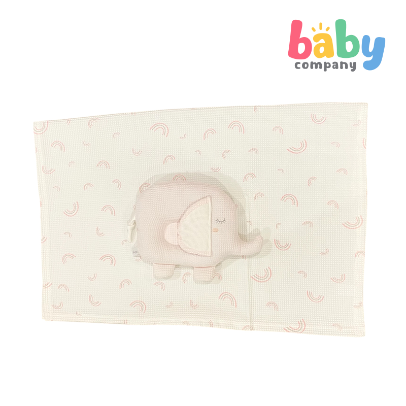 Peekaboo Waffle Fabric Pillow + Waffle Blanket - Pink