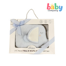 Peekaboo Waffle Fabric Pillow + Waffle Blanket - Blue