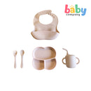 Peekaboo 5pc Feeding Set (Bib, Plate, Cup, Utensils) - Salmon
