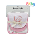 Pure Little 4-Piece Bib and Burp Cloth Set - Pink