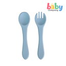 Pure Little 4pc Silicone Stainless Steel Dinnerware Set - Blue