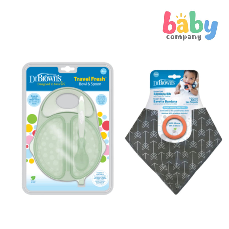 Dr. Brown's Travel Fresh Bowl & Spoon Bundle with 1-pc Bandana Bib