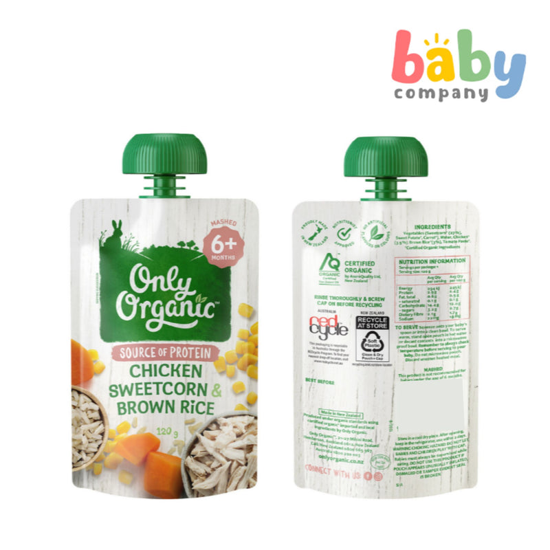 Only Organic Chicken Sweetcorn & Brown Rice (6+ mos) 120g