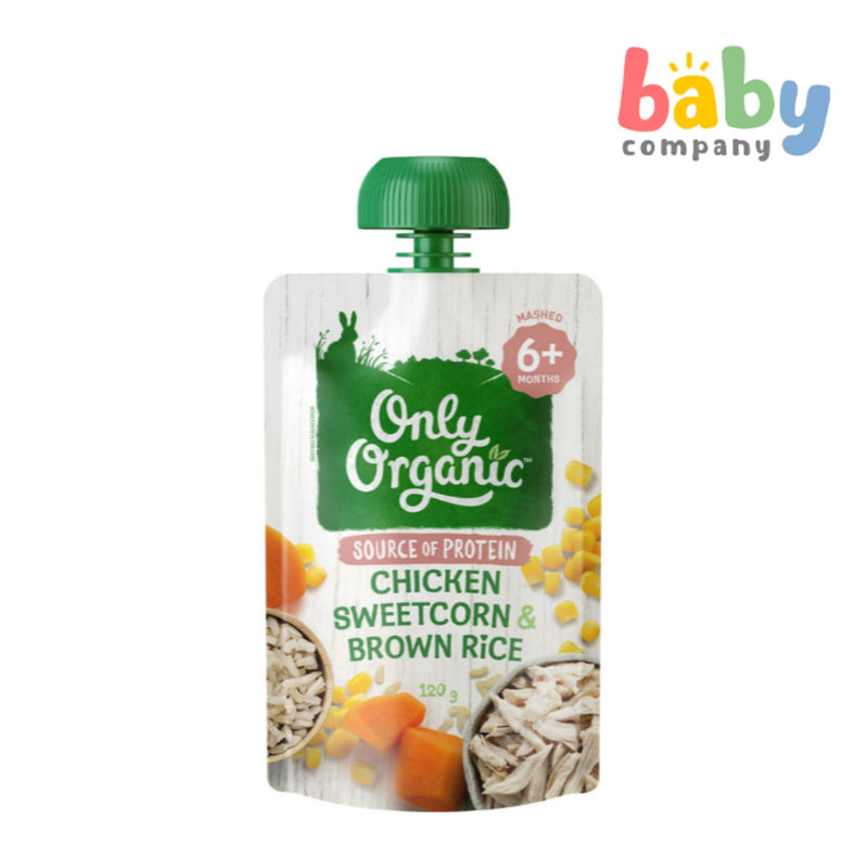 Only Organic Chicken Sweetcorn & Brown Rice (6+ mos) 120g